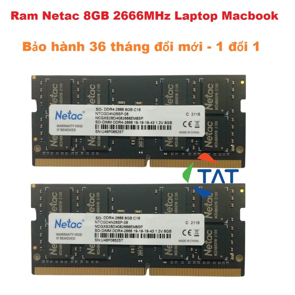 Ram Laptop DDR4 8GB 2666MHz Netac - Mới Bảo hành 36 tháng