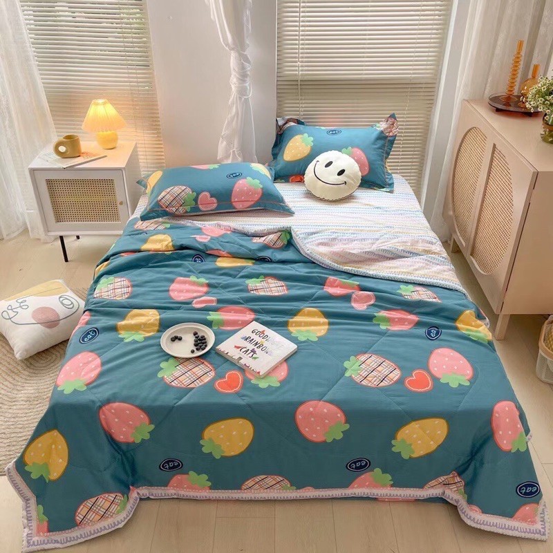 Bộ chăn ga gối Cotton chăn trần - đủ hoa tiết -Luis Bedding( free bo chun theo kích thước)