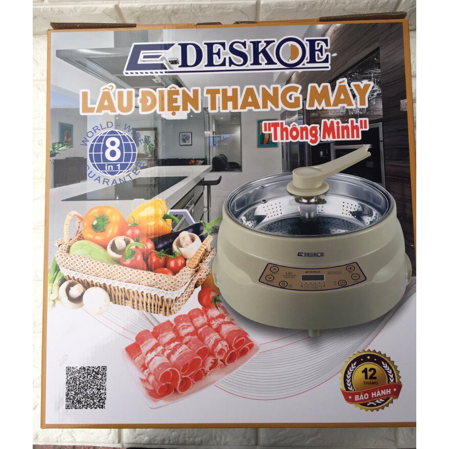 Lẩu thang máy đa năng DESKOE TM-9001 Dung tích 5L 1800W bảo hành 12 tháng (Đỏ-Trắng)