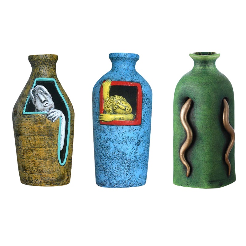 Chậu Cây Cảnh Bằng Nhựa Resin Nhân Tạo Mặt Chân Dung Nghệ Thuật Trừu Tượng Bắc Âu Tối Giản Trang