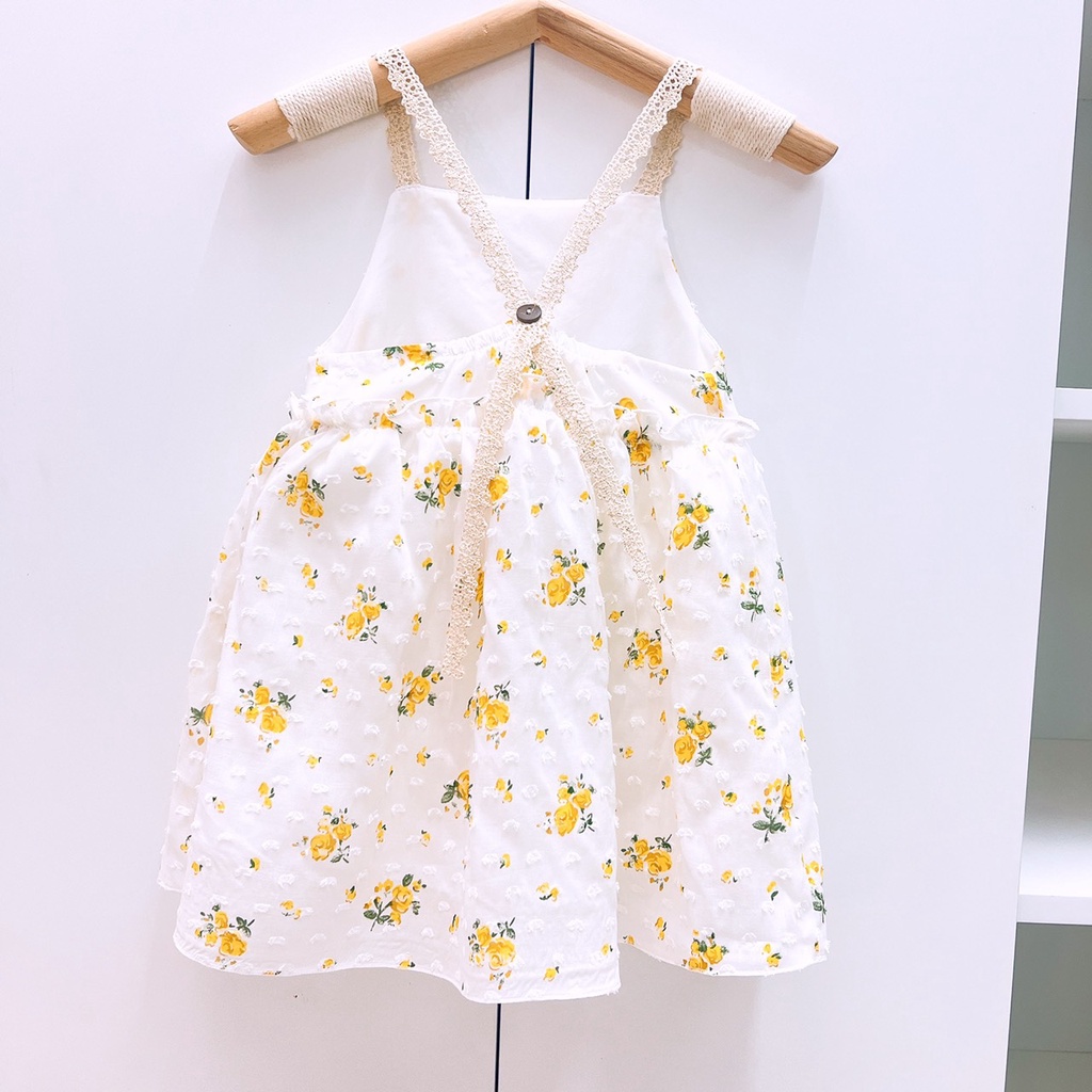 Váy cho bé gái HAPYKIDS 2 dây chất thô 2 lớp cho mùa hè mát mẻ, đầm cho bé từ 0-6 tuổi [V22.08]