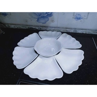Bộ Bát Đĩa Minh châu(hoa mặt trời) (full set đĩa 1 tô + 6 đĩa to )