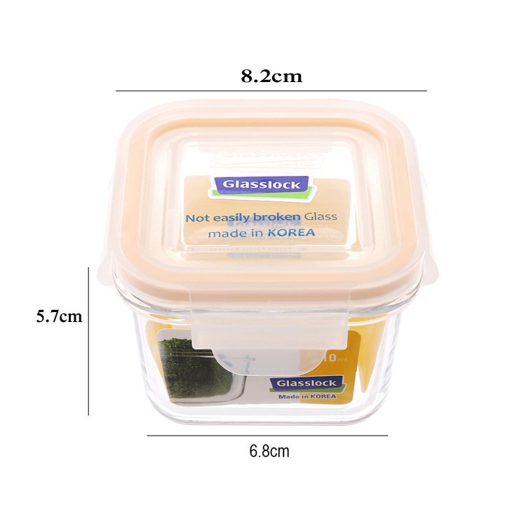 Bộ 3 Hộp Thủy Tinh Vuông GL544 210ml x 3 - Made in Korea