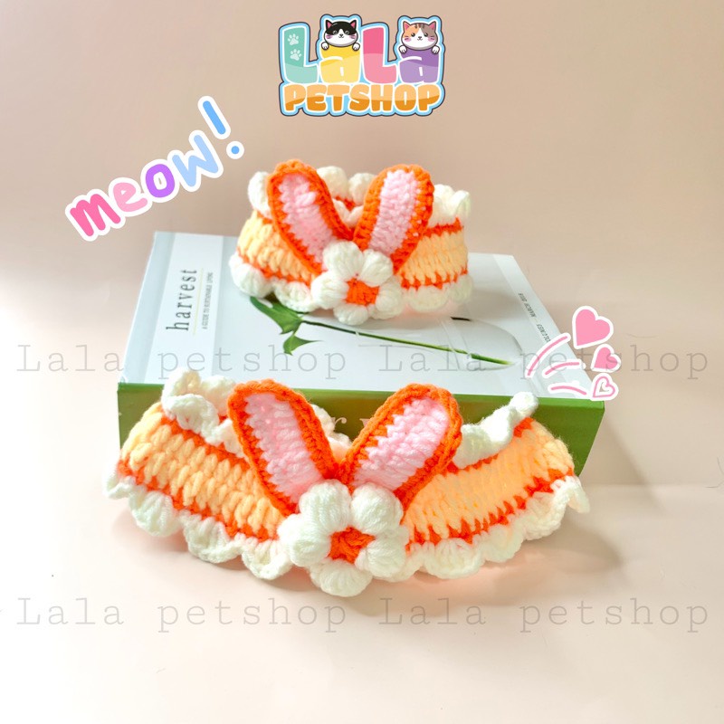 Vòng Cổ, Dây Cổ Bằng Len Cho Thú Cưng Họa Tiết Bé Thỏ Bunny Cute - LaLa Pet Shop