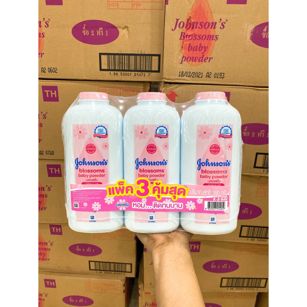 (Thái Lan 380g) Phấn thơm Blossom Baby Power Johnson's màu hồng mẫu mới