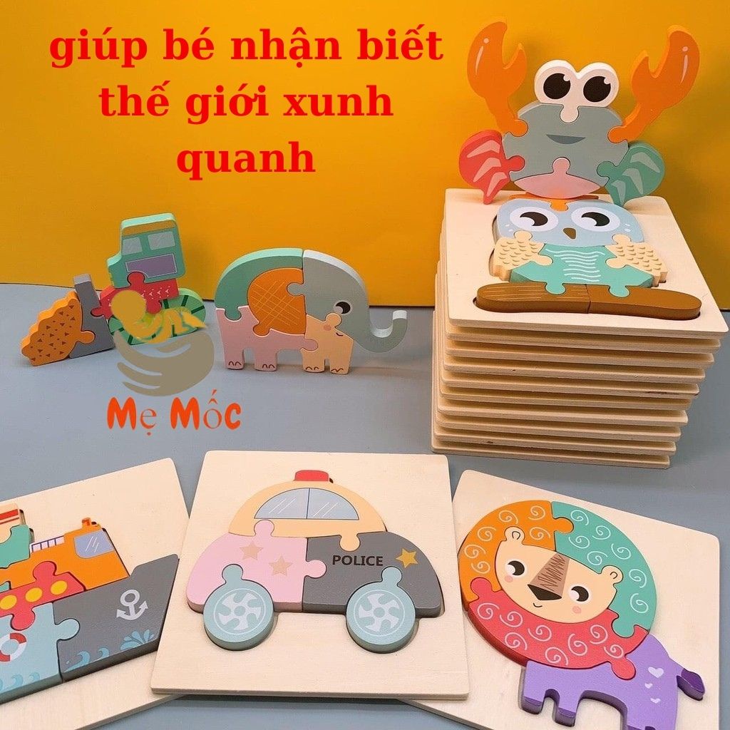 Tranh Ghép Gỗ Nổi 3D Cao Cấp  Cho Bé Vui Chơi Giải Trí Phát Triển Thông Minh Sáng Tạo Shop Mẹ Mốc ,T3DN