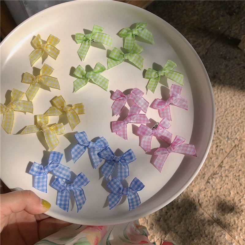 Kẹp Tóc Đính Nơ Họa Tiết Caro Dễ Thương Dành Cho Nữ