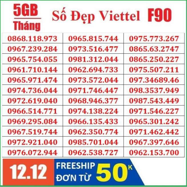 Sim Viettel F90 Chọn Số Đẹp - Gọi Tẹt Ga, Giá Siêu Rẻ
