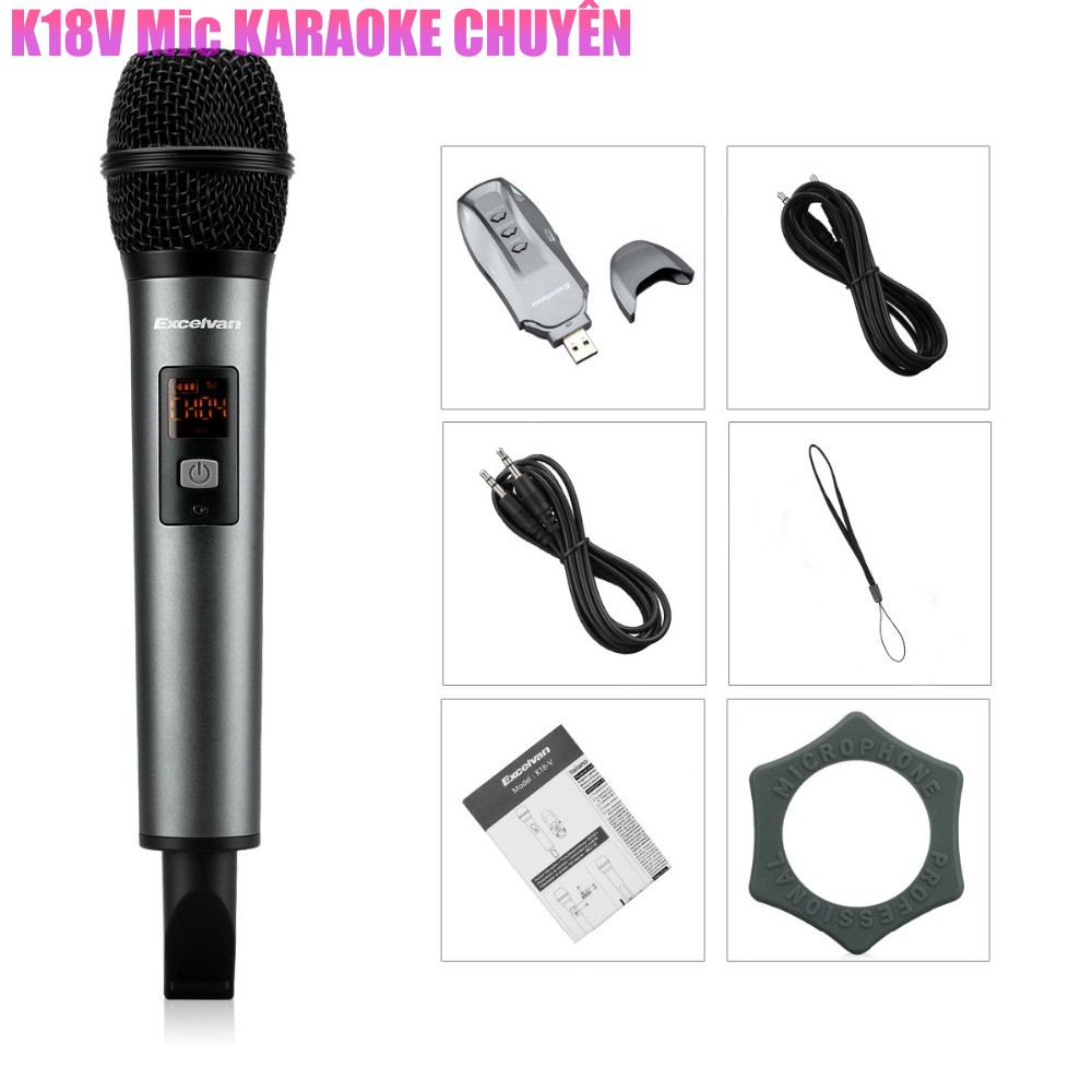 Mic hát Karaoke dành cho tất cả các Hãng Loa Bluetooth không dây Excelvan K18V