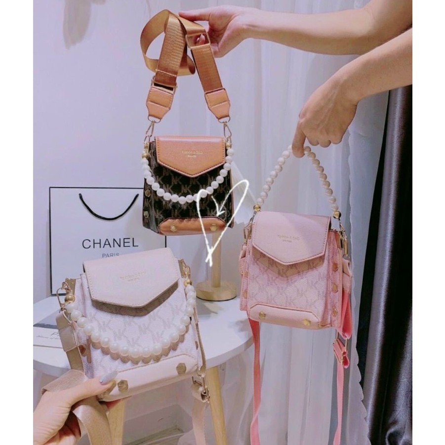 Túi Đeo Chéo Nữ , Túi Đựng Điện Thoại Phối Ngọc Siêu Xinh TXHQ 82