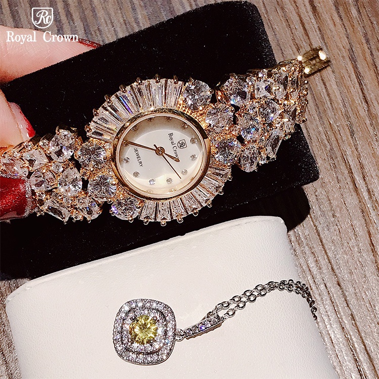 Đồng Hồ Nữ Chính Hãng Royal Crown 5396 Dây Kim Loại Đính Đá Chống Nước Chống Xước | BigBuy360 - bigbuy360.vn