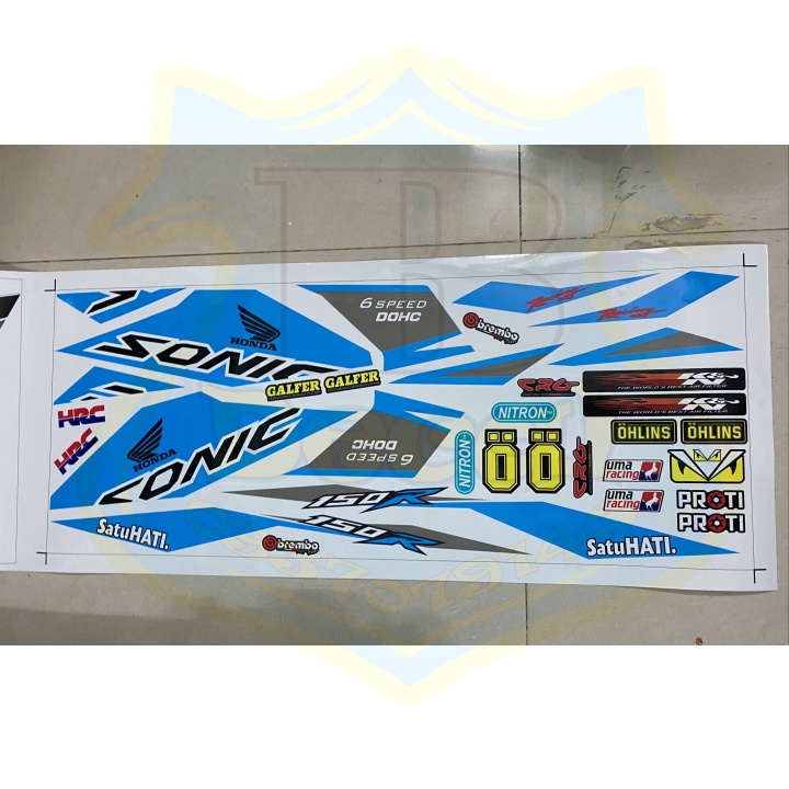 ( Quí khách vui lòng mang ra tiệm cho thợ dán ) Tem sonic 150 trắng xanh