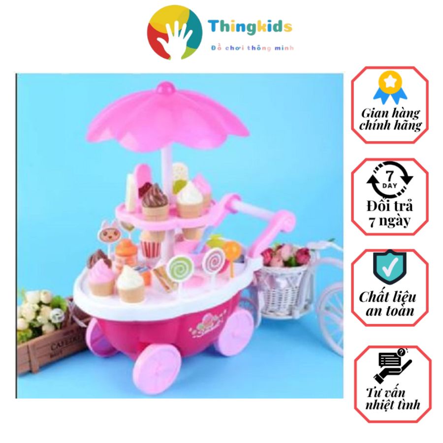 Đồ chơi xe đẩy kem 2 tầng có nhạc cho bé - Thingkids