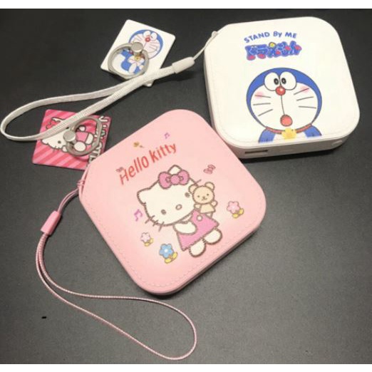 Sạc Dự Phòng Mini Cầm Tay Nhỏ Gọn Hình Doremon Hello Kitty có dây deo cực tiện lợi/Munshop