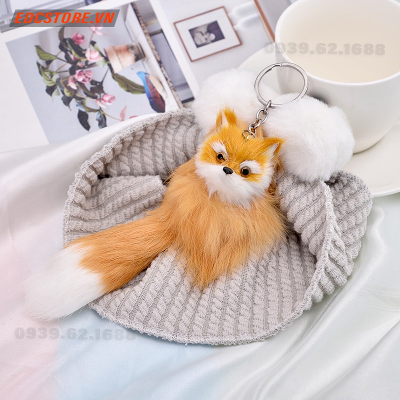 Móc khóa chú cáo siêu đẹp, lông bao mượt thích hợp túi sách và móc khóa ô tô 😎
