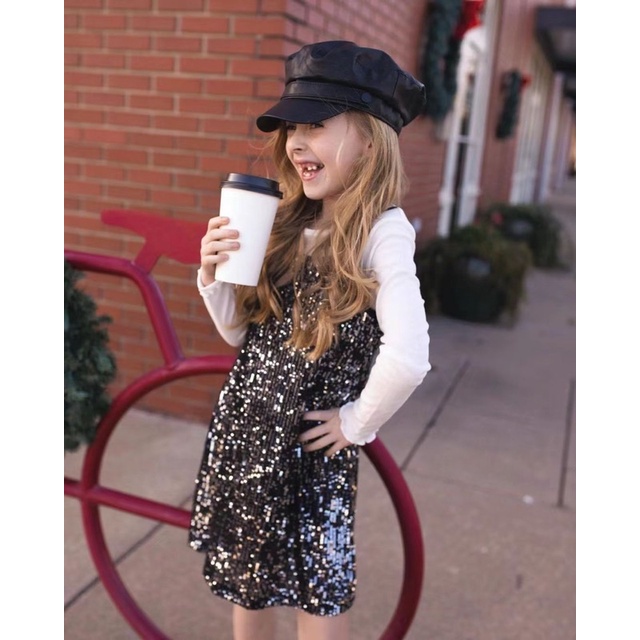 Set Váy Sequin Bé Gái Kèm Áo Đen/Trắng Art Class