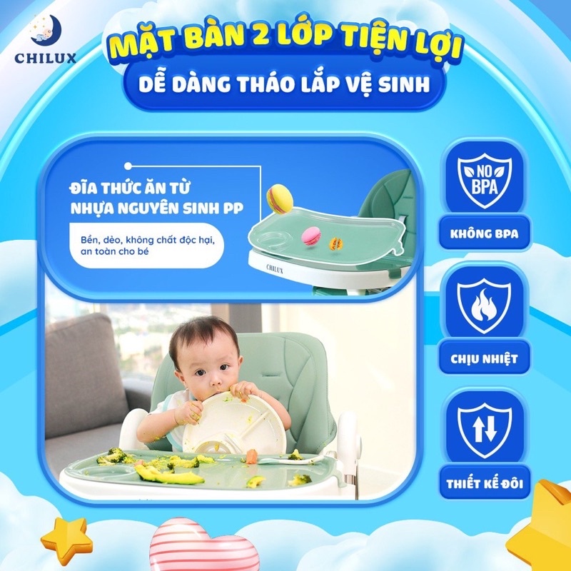 Ghế ăn dặm cho bé , ghế tập ăn mẫu mới đa năng Chilux Grow S