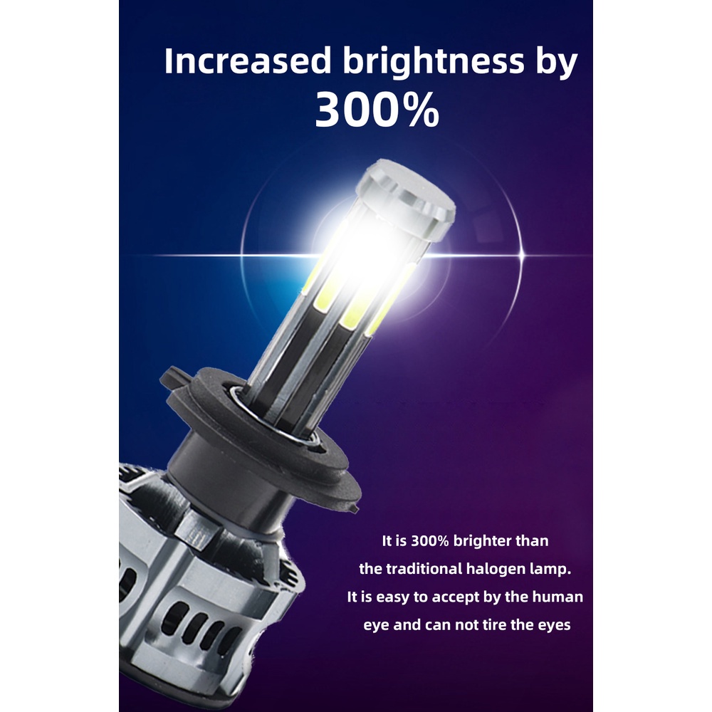 Cặp bóng đèn pha LED 6000K cho ô tô 8 cạnh độ sáng cao H1 H3 H4 H7 H8 H9 H11 9005 HB3 9006 HB4 9012