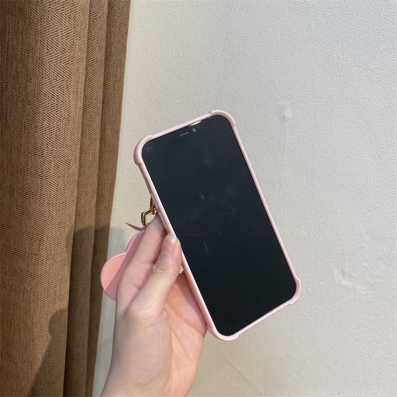 Ốp Điện Thoại tpu Dẻo Vuông Họa Tiết Trái Tim Màu Hồng Kèm Dây Đeo Cho iphone 13 12 pro max 11 pro max xs max xr x 7plus