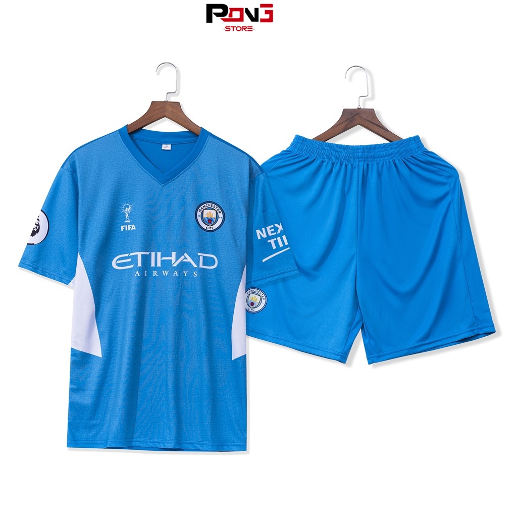 Bộ bóng đá nam câu lạc bộ Manchester City chất thun lạnh thấm hút mồ hôi