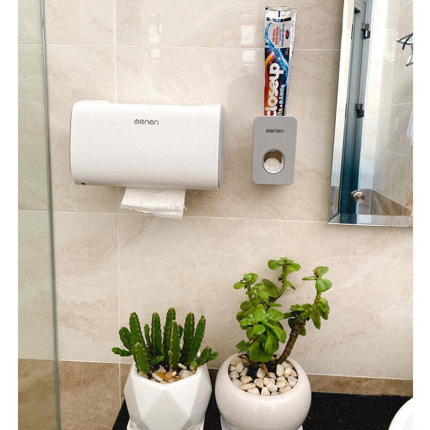Bộ nhả kem đánh răng nhà tắm thông minh dán tường tiện lợi