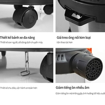 Máy hút bụi công nghiệp công suất lớn 1200W dung tích 12L - Hút khô, hút nước, thổi gió dễ dàng- Bảo hành 3tháng