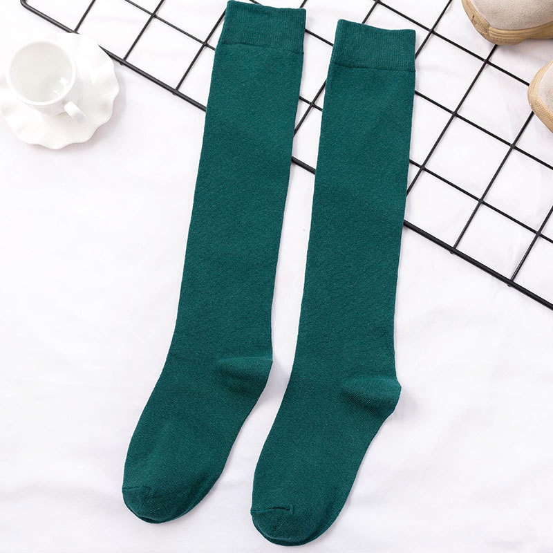 Vớ Cotton Dài Đến Đầu Gối Màu Sắc Đơn Giản Phong Cách Nhật Bản Dành Cho Nữ