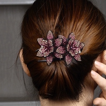 Kẹp Tóc Mỏ Vịt Cỡ Lớn Đính Pha Lê Phong Cách Hàn Quốc Thanh Lịch Cho Nữ