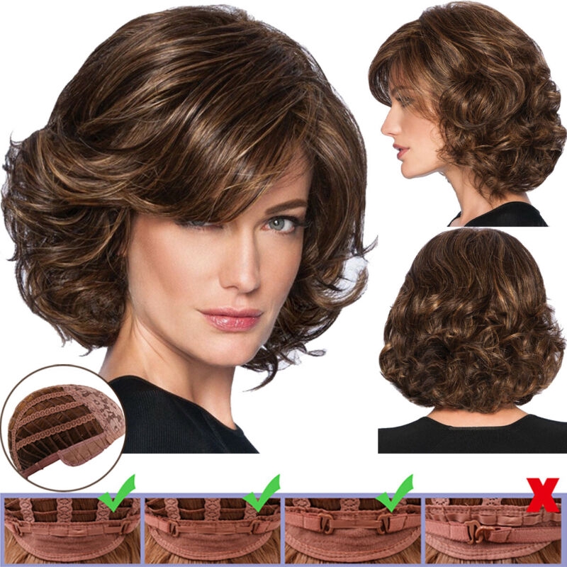 Bộ Tóc Giả Ngắn Uốn Xoăn Chịu Nhiệt Cho Nữ
