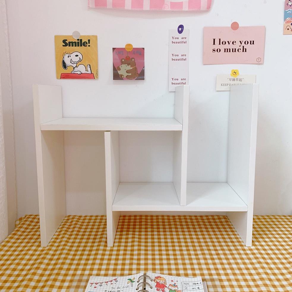 Kệ máy tính và kệ sách đa năng, màu sắc cute cho các bạn sắp xếp gọn gàng góc học tập