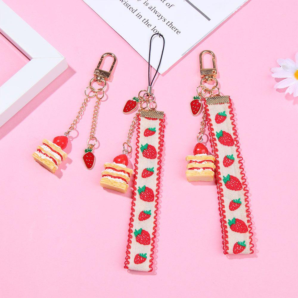 Dây treo điện thoại mặt hình dâu đáng yêu thời trang cho nữ