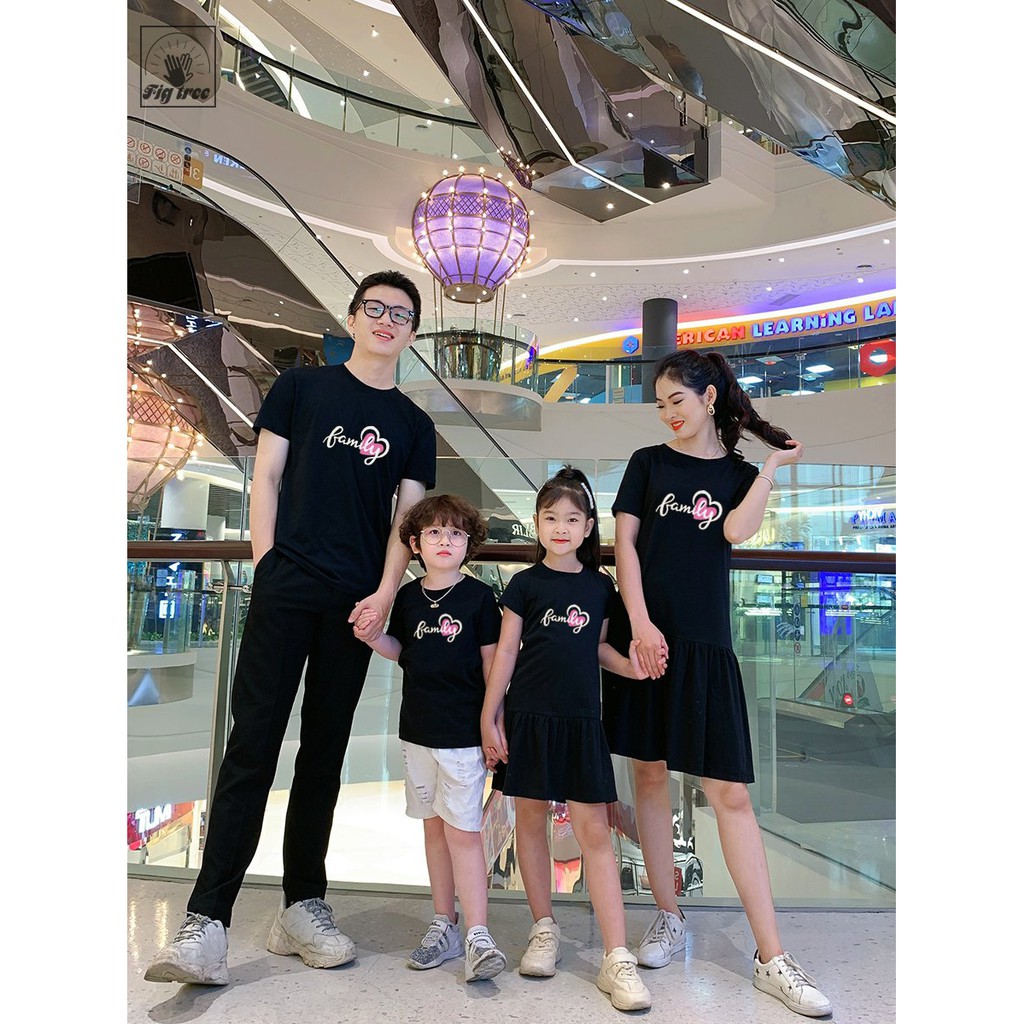 Áo Thun Gia Đình Cao Cấp Màu Đen Kháng Khuẩn FAMILY dễ thương