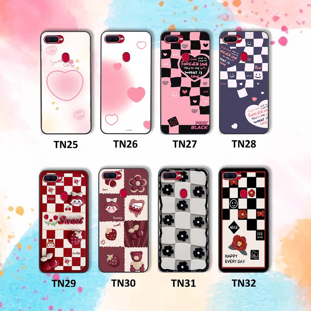 Ốp Oppo A5s / A7 / F9 / A12 in hình trái tim, caro kẹo ngọt đầy cá tính siêu đẹp siêu chất
