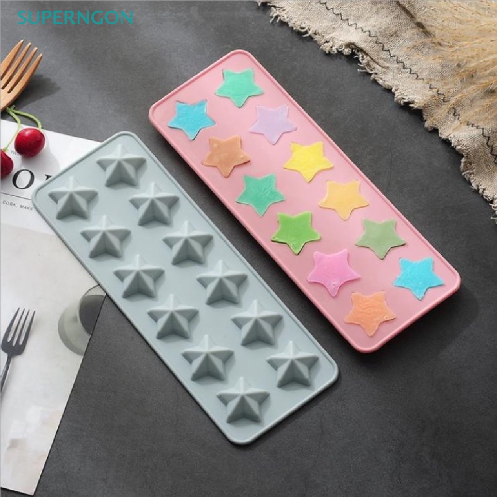 Khuôn Silicone Tự Làm Xà Phòng 12 Lỗ Hình Ngôi Sao 3d