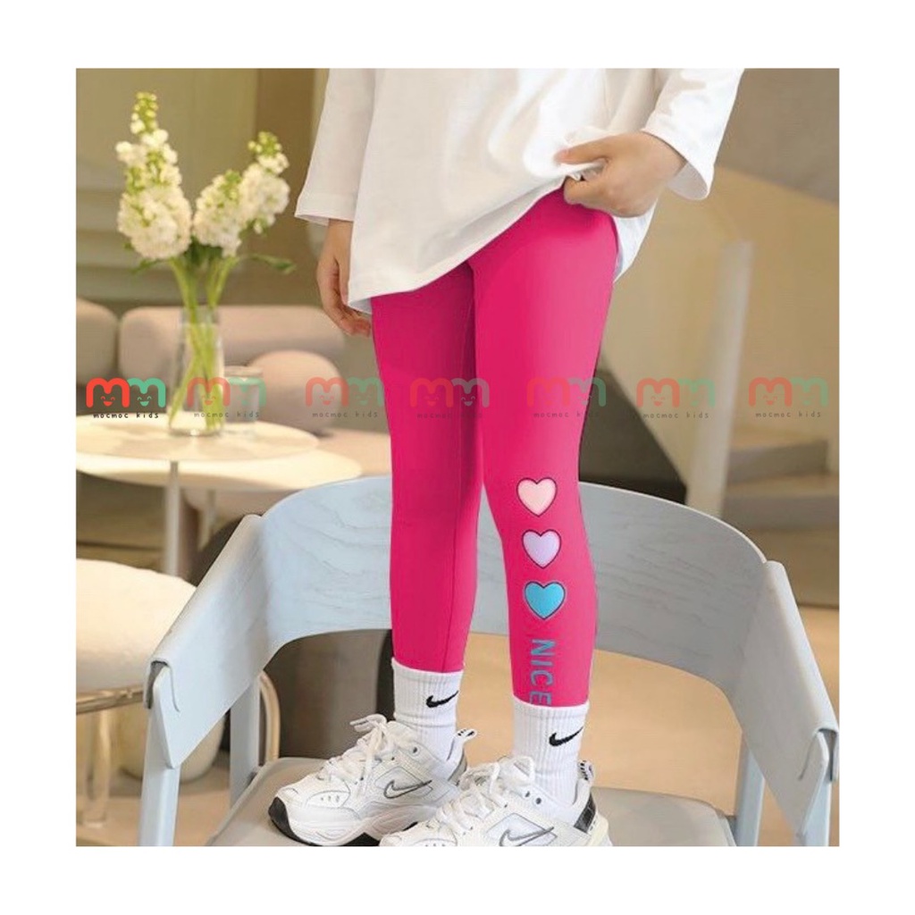 Quần legging dài bé gái thun cotton cao cấp mềm mịn co dãn cho bé 9kg đến 43kg