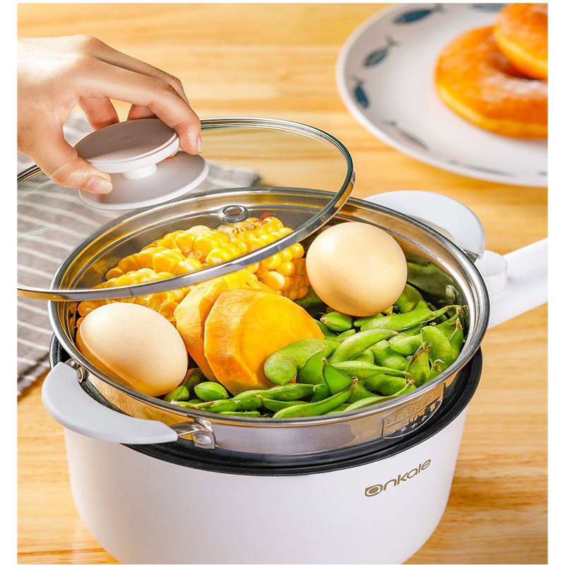 NỒI LẨU ĐIỆN MINI KALAS ĐA NĂNG ĐỂ XÀO CHIÊN NẤU KHO TIỆN LỢI - NỒI NẤU CHẢO ĐIỆN MINI CHỐNG DÍNH ĐA NĂNG TRẮNG VTM5