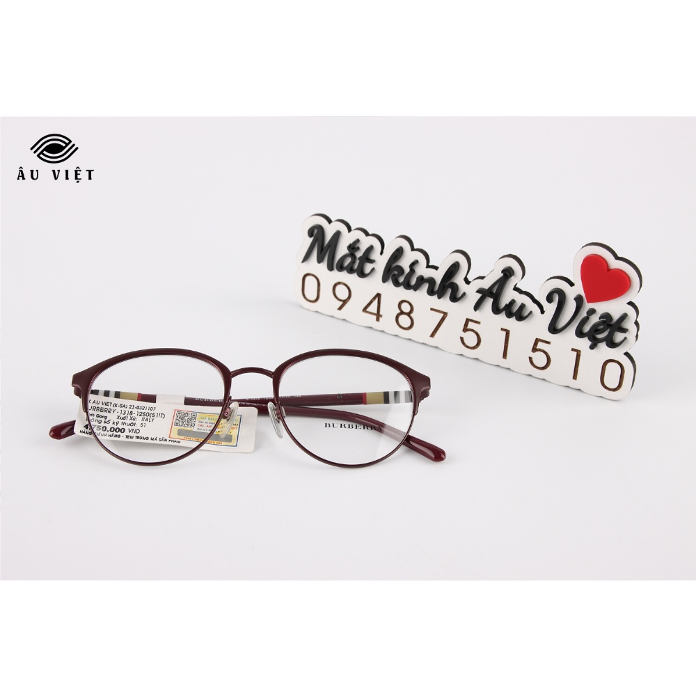 Gọng kính kim loại Burberry B-1318 dáng tròn Full box
