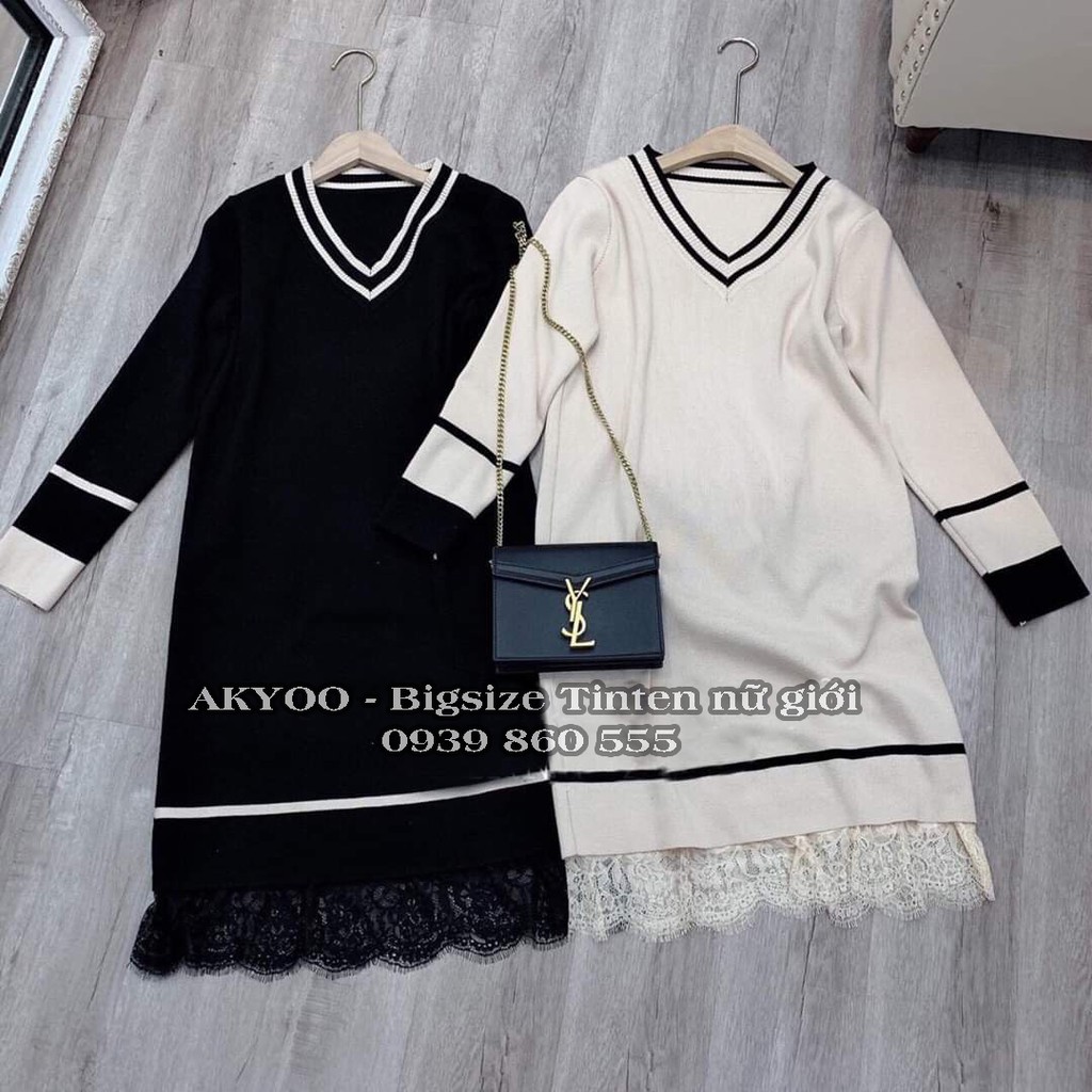 [Free ship] Đầm dự tiệc bigsize (chất len ,chân phối ren) 50-85kg | BigBuy360 - bigbuy360.vn