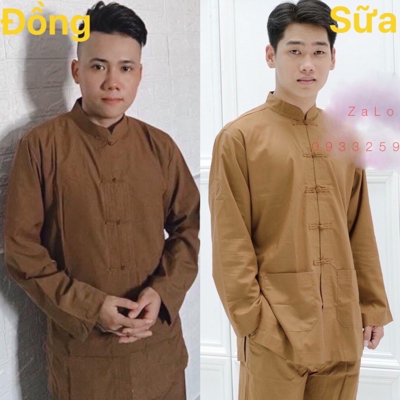 ĐỒ LAM ĐI CHÙA #Mã Freeship Xtra# Lãnh Tựu Cổ Tàu Dài Tay Không Thêu