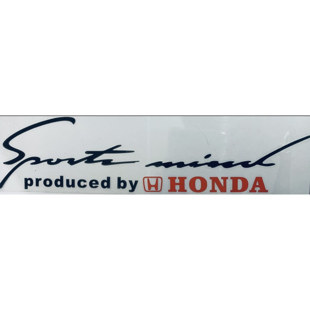 Tem decal chữ Sports mind produced by HONDA màu đen đỏ kt 30x8cm