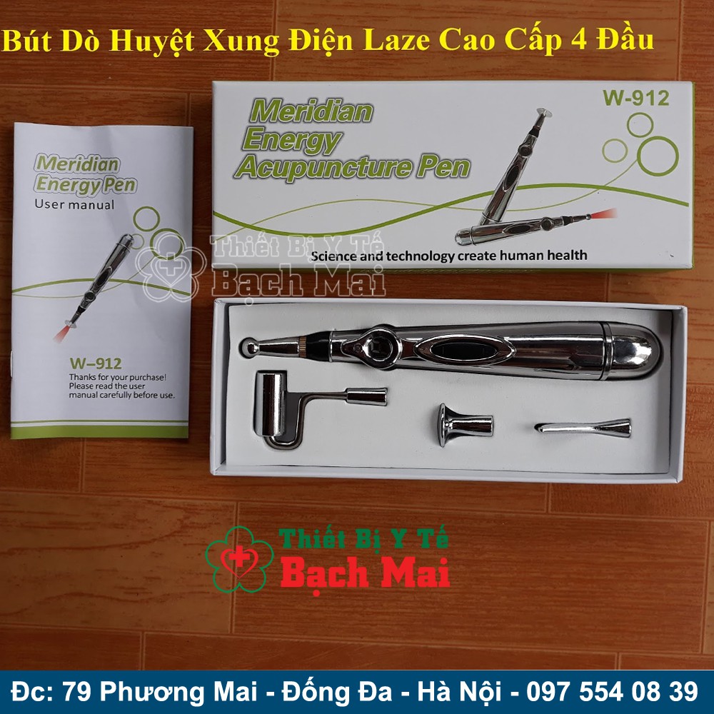 Bút Xung Điện Dò Huyệt, Laze Cao Cấp 5 Đầu Dò DR PEN W-912