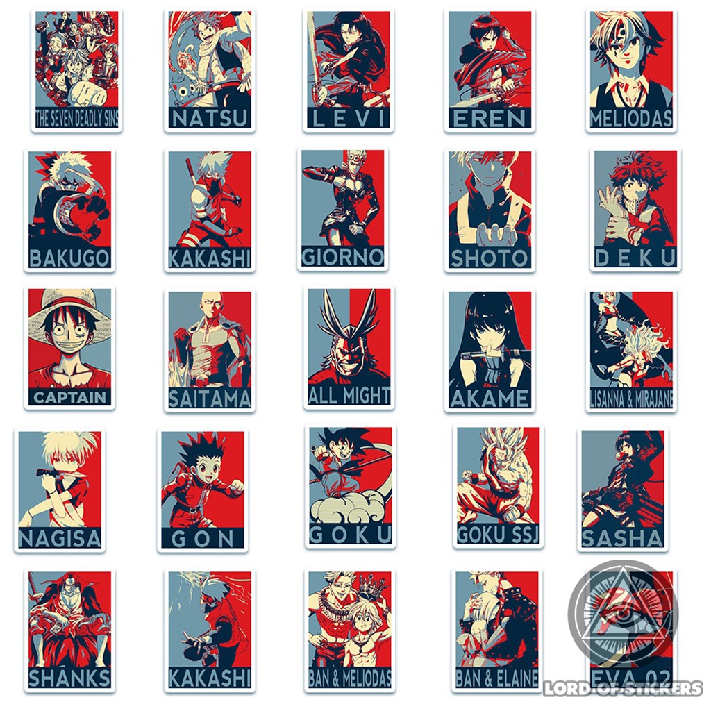 Set 50 Miếng Dán Hình Nhân Vật Truyện Tranh Sticker Anime Manga Chống Thấm Nước Trang Trí Mũ Bảo Hiểm, Laptop, Vali, Sổ