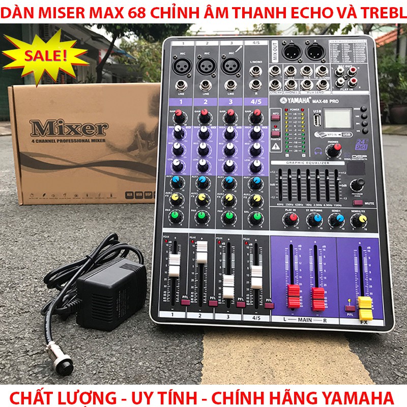 Mixer Yamaha Karaoke Gia Đình Quán Bar Club Hội Trường Live Stream Cao Cấp Max 68 Pro Bluetooth 100 Hiệu Ứng Vang