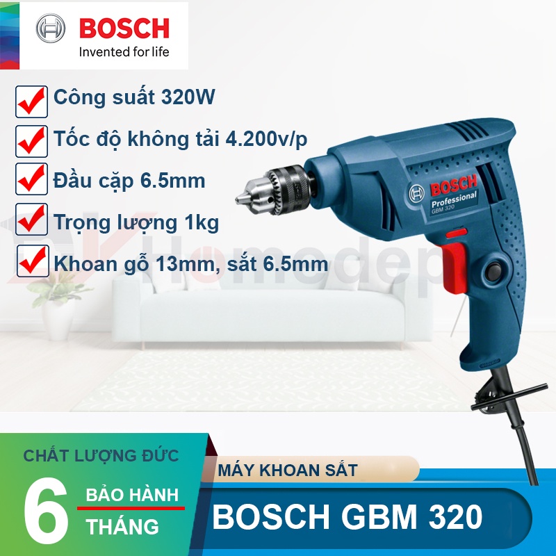 Máy khoan sắt Bosch GBM 320 - Hàng chính hãng