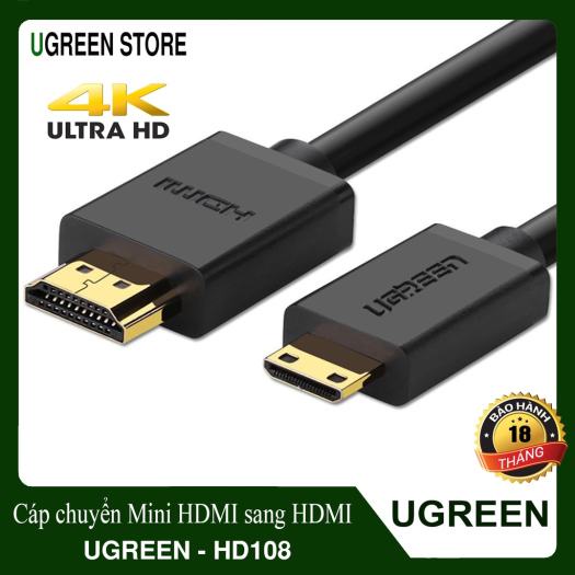 [Mã ELHACE giảm 4% đơn 300K] Cáp Mini HDMI to HDMI Chính hãng Ugreen HD108 10195 11167 (độ phân giải 4K@60Hz)