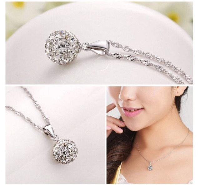 Dây chuyền bạc mặt cầu đá siêu xinh DC0401