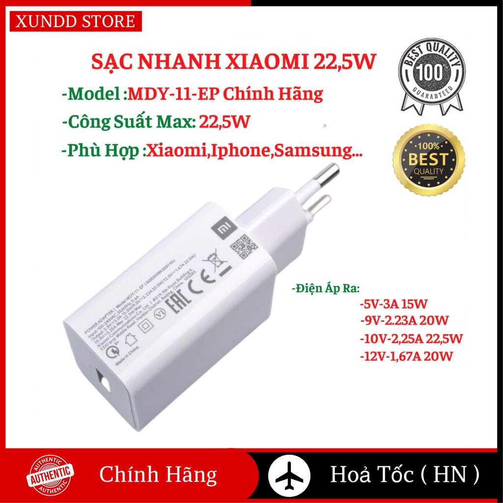 Củ sạc xiaomi 22.5w / Sạc nhanh Xiaomi / Cáp sạc Xiaomi Chính Hãng