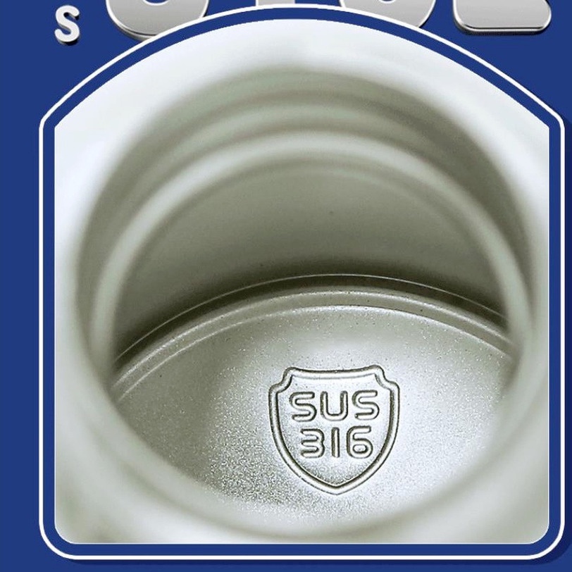 Bình Nước Giữ Nhiệt Bằng Thép Không Gỉ 316 500ML Hình Phi Hành Gia Dễ Thương Kèm Ống Hút Và Dây Đeo Cho Trẻ Em