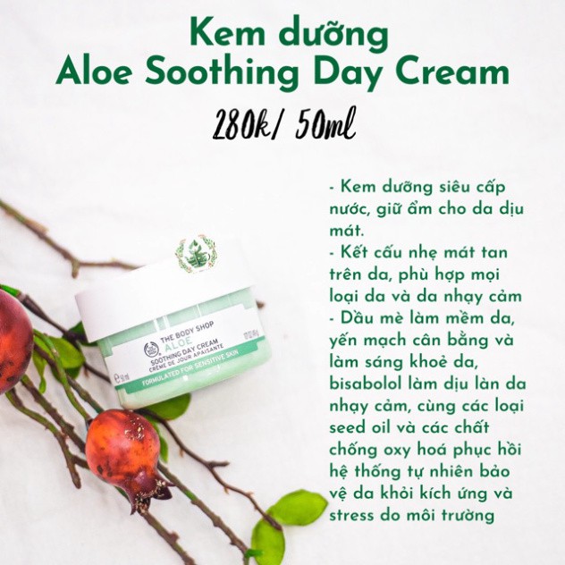 Bộ sản phẩm Aloe Lô hội Yến mạch The Body Shop sữa rửa mặt, toner, kem dưỡng, mặt nạ