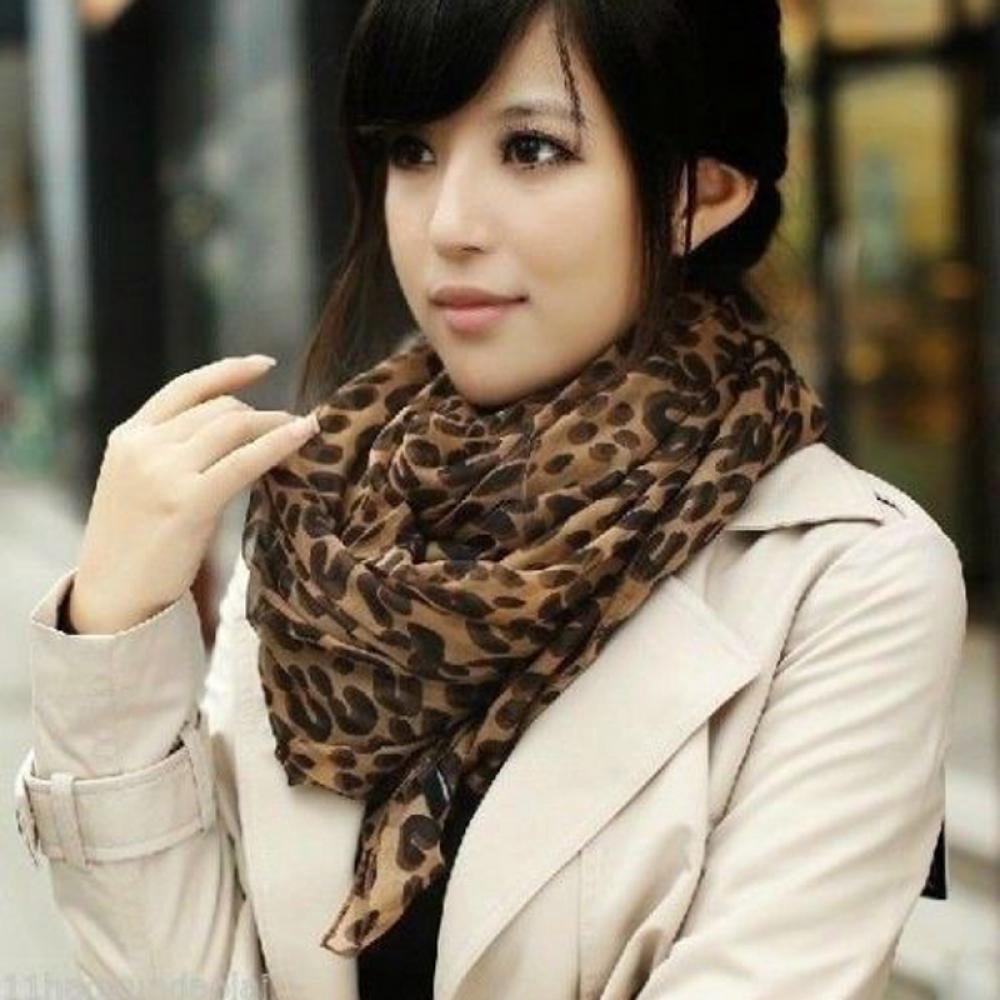 MAHES Khăn quàng cổ họa tiết da báo